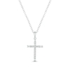 Thumbnail Image 1 of Baguette & Round-Cut Diamond Cross Necklace 1/5 ct tw 10K White Gold 18&quot;