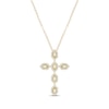 Thumbnail Image 1 of Baguette & Round-Cut Diamond Cross Necklace 1/2 ct tw 10K Yellow Gold 18&quot;