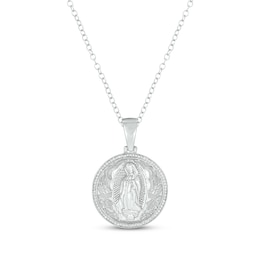 Round-Cut Diamond Our Lady of Guadalupe Round Necklace 1/4 ct tw Sterling Silver 18&quot;