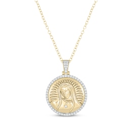 Round-Cut Diamond Our Lady of Guadalupe Round Necklace 1/2 ct tw 10K Yellow Gold 18&quot;