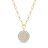 Thumbnail Image 1 of Round-Cut Diamond Graduation Disc Paperclip Chain Y-Drop Necklace 3/4 ct tw 10K Yellow Gold 18”