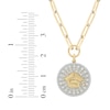 Thumbnail Image 2 of Round-Cut Diamond Graduation Disc Paperclip Chain Y-Drop Necklace 3/4 ct tw 10K Yellow Gold 18”