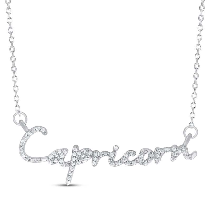 Main Image 1 of Round-Cut Diamond &quot;Capricorn&quot; Zodiac Necklace 1/5 ct tw Sterling Silver 18&quot;