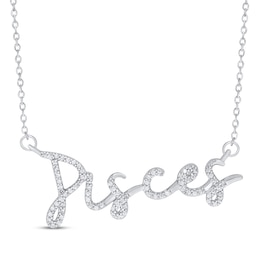 Round-Cut Diamond &quot;Pisces&quot; Zodiac Necklace 1/5 ct tw Sterling Silver 18&quot;