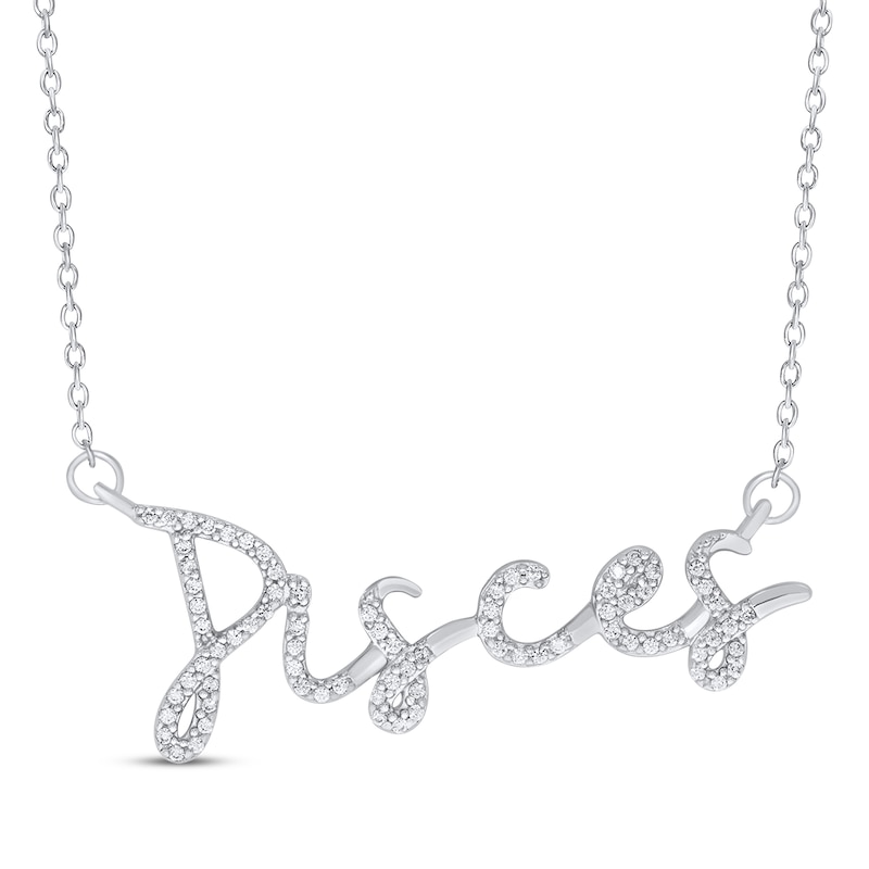 Main Image 1 of Round-Cut Diamond &quot;Pisces&quot; Zodiac Necklace 1/5 ct tw Sterling Silver 18&quot;