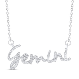 Round-Cut Diamond &quot;Gemini&quot; Zodiac Necklace 1/5 ct tw Sterling Silver 18&quot;