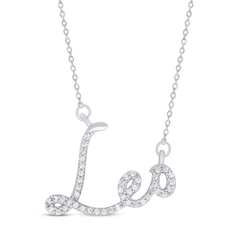 Main Image 1 of Round-Cut Diamond &quot;Leo&quot; Zodiac Necklace 1/5 ct tw Sterling Silver 18&quot;