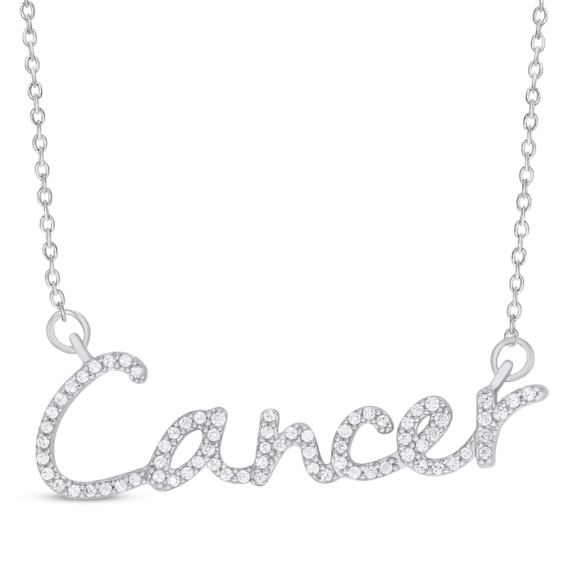 Main Image 1 of Round-Cut Diamond &quot;Cancer&quot; Zodiac Necklace 1/5 ct tw Sterling Silver 18&quot;