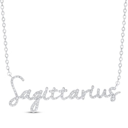 Round-Cut Diamond &quot;Sagittarius&quot; Zodiac Necklace 1/5 ct tw Sterling Silver 18&quot;
