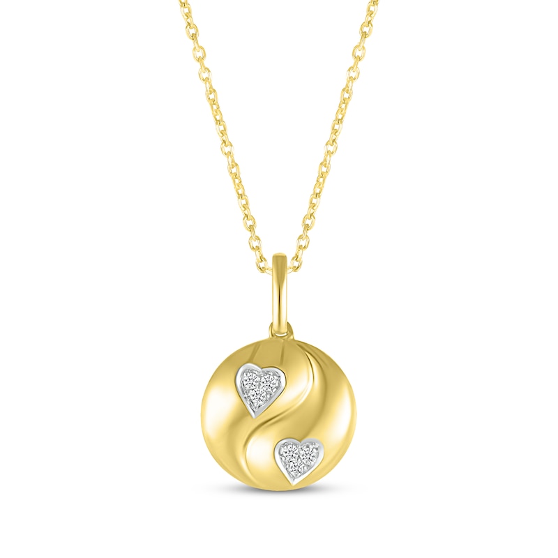 Diamond Yin-Yang Heart Necklace 1/20 ct tw 10K Yellow Gold 18"