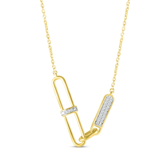 14K Gold Asymmetrical Paperclip Necklace