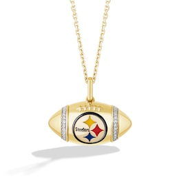 True Fans Pittsburgh Steelers Diamond Accent Football Necklace in 10K Yellow Gold
