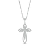 Thumbnail Image 1 of Diamond Curved Cross Necklace 1/3 ct tw 10K White Gold 18&quot;