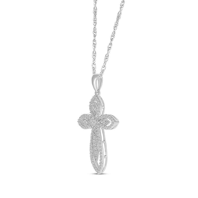 Main Image 2 of Diamond Curved Cross Necklace 1/3 ct tw 10K White Gold 18&quot;