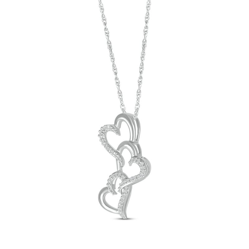 Main Image 2 of Diamond Swirling Hearts Drop Necklace 1/6 ct tw 10K White Gold 18&quot;