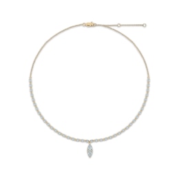 Pear, Marquise & Round-Cut Diamond Drop Choker Necklace 3 ct tw 14K Yellow Gold 18&quot;