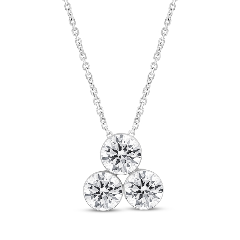 Lab-Grown Diamonds by KAY Three-Stone Stacked Necklace 1 ct tw 10K White Gold 18”