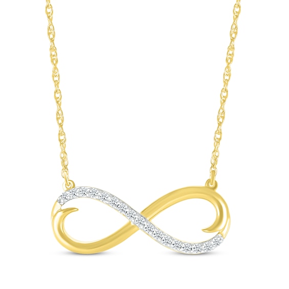 Diamond Swirl Infinity Necklace 1/10 ct tw 10K Yellow Gold 18"