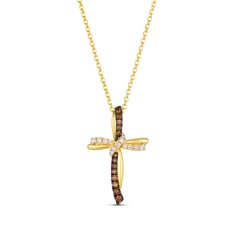 Le Vian Diamond Twist Cross Necklace 1/2 ct tw 14K Honey Gold 19