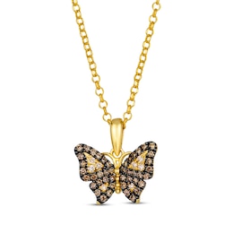 Le Vian Garden Party Diamond Butterfly Necklace 1/3 ct tw 14K Honey Gold 19&quot;