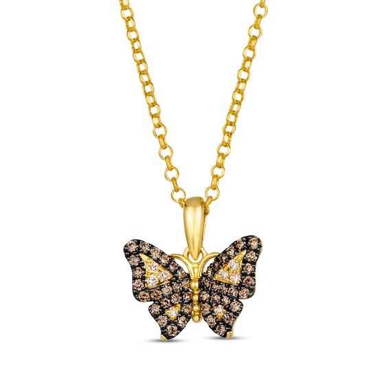 Le Vian Garden Party Diamond Butterfly Necklace 1/3 ct tw 14K Honey Gold 19"