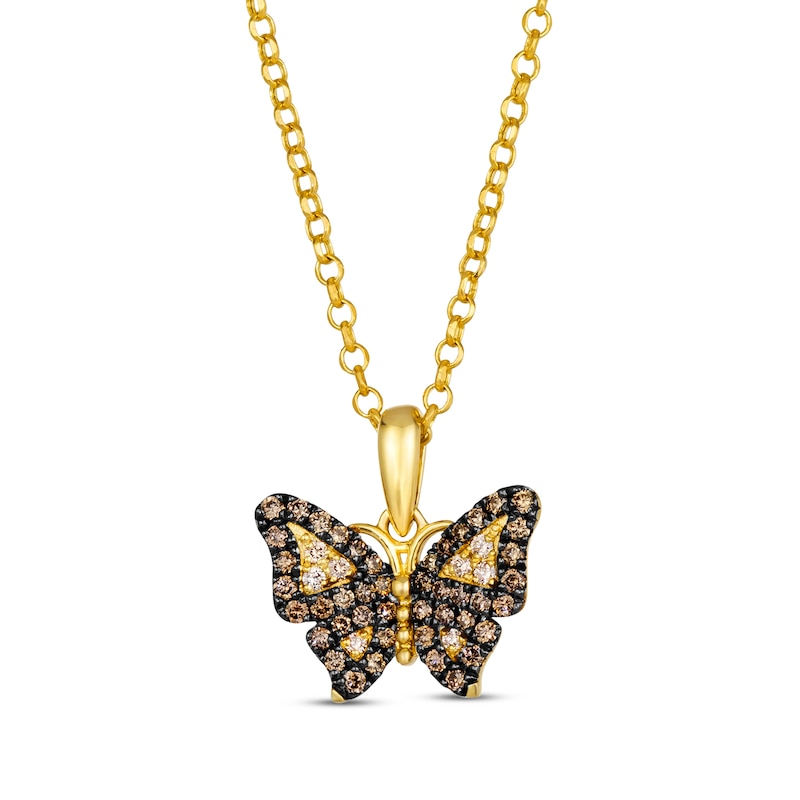 Main Image 1 of Le Vian Garden Party Diamond Butterfly Necklace 1/3 ct tw 14K Honey Gold 19&quot;