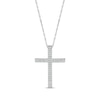 Thumbnail Image 1 of Diamond Two-Row Cross Necklace 1/4 ct tw Sterling Silver 18&quot;