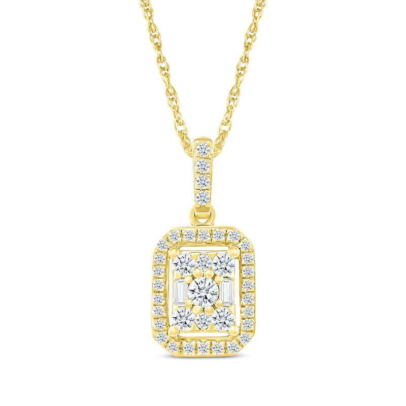 Main Image 1 of Multi-Diamond Octagon-Shape Necklace 1/4 ct tw 10K Yellow Gold 18&quot;