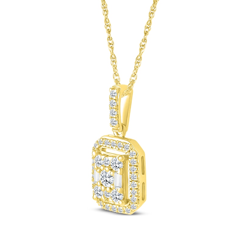 Main Image 2 of Multi-Diamond Octagon-Shape Necklace 1/4 ct tw 10K Yellow Gold 18&quot;