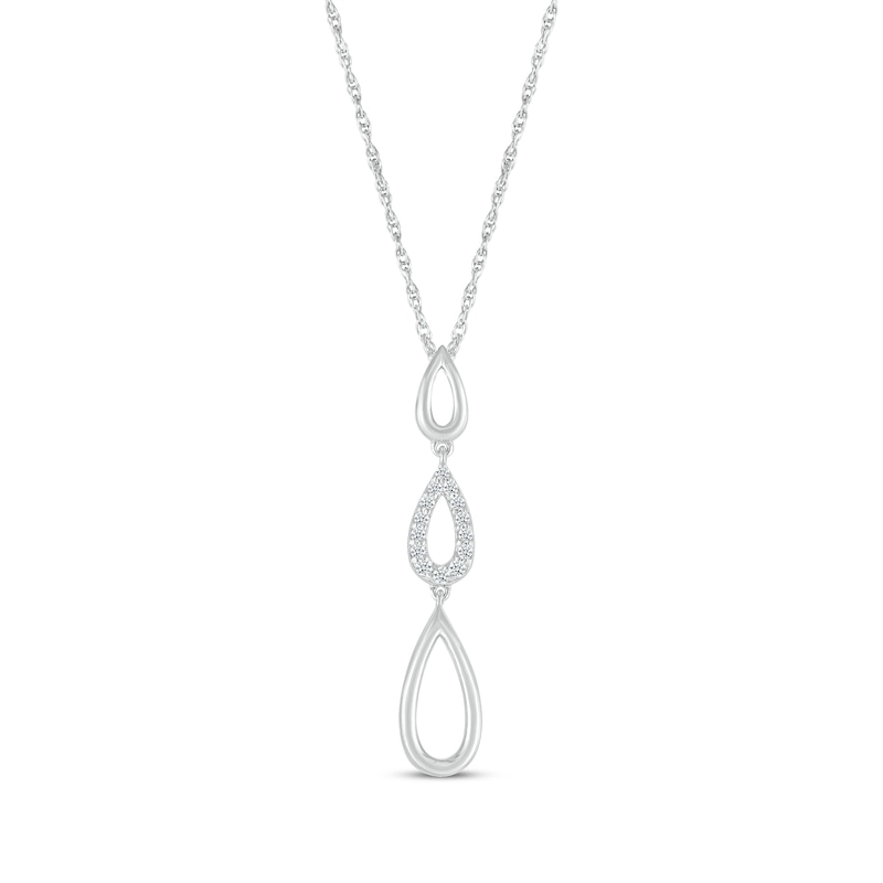 Main Image 1 of Diamond Triple Teardrop Necklace 1/15 ct tw Sterling Silver 18&quot;