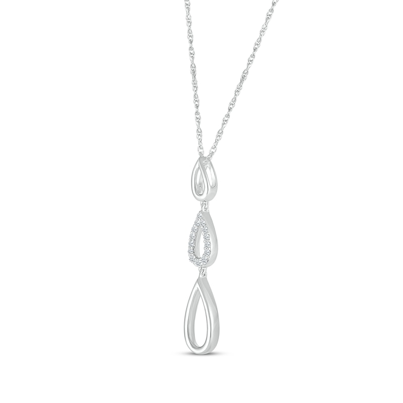 Main Image 2 of Diamond Triple Teardrop Necklace 1/15 ct tw Sterling Silver 18&quot;