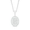 Thumbnail Image 1 of Multi-Diamond Oval-Shape Halo Necklace 1/15 ct tw Sterling Silver 18&quot;