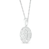 Thumbnail Image 2 of Multi-Diamond Oval-Shape Halo Necklace 1/15 ct tw Sterling Silver 18&quot;