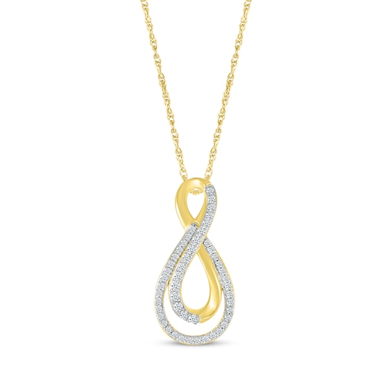 Diamond Double Infinity Twist Necklace 1/4 ct tw 10K Yellow Gold 18"