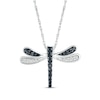 Thumbnail Image 1 of Black & White Diamond Dragonfly Necklace 1/4 ct tw Sterling Silver 18&quot;