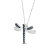 Thumbnail Image 2 of Black & White Diamond Dragonfly Necklace 1/4 ct tw Sterling Silver 18&quot;