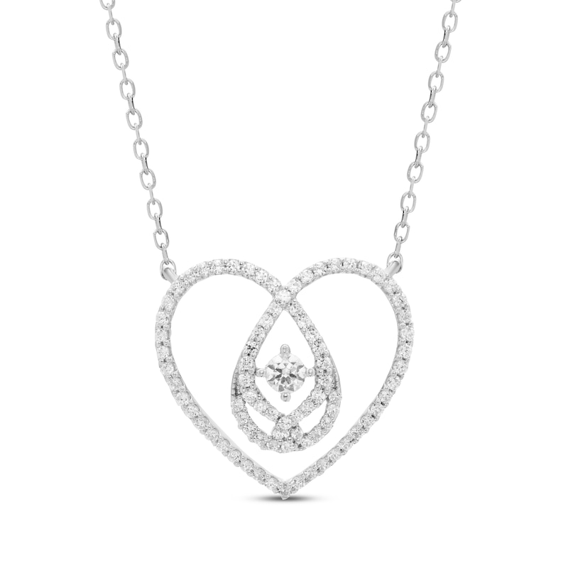 Main Image 1 of Love Entwined Diamond Heart Necklace 1/5 ct tw 10K White Gold 18&quot;