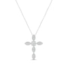 Thumbnail Image 1 of Multi-Diamond Cross Necklace 1/6 ct tw Sterling Silver 18&quot;