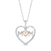 Thumbnail Image 1 of Diamond &quot;Mom&quot; Heart Necklace 1/15 ct tw Sterling Silver & 10K Rose Gold 18&quot;