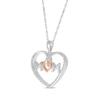 Thumbnail Image 2 of Diamond &quot;Mom&quot; Heart Necklace 1/15 ct tw Sterling Silver & 10K Rose Gold 18&quot;