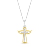 Thumbnail Image 1 of Diamond Angel Cross Necklace 1/10 ct tw Sterling Silver & 10K Yellow Gold 18&quot;