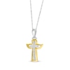 Thumbnail Image 2 of Diamond Angel Cross Necklace 1/10 ct tw Sterling Silver & 10K Yellow Gold 18&quot;