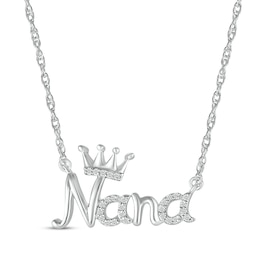 Diamond &quot;Nana&quot; Crown Necklace 1/20 ct tw Sterling Silver 18&quot;