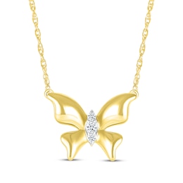 Diamond Butterfly Necklace 1/20 ct tw 10K Yellow Gold 18&quot;