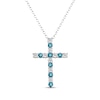 Thumbnail Image 0 of Blue & White Diamond Cross Necklace 1/2 ct tw 10K White Gold 18"