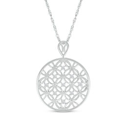 Diamond Circles Medallion Necklace 1/4 ct tw Sterling Silver 18&quot;