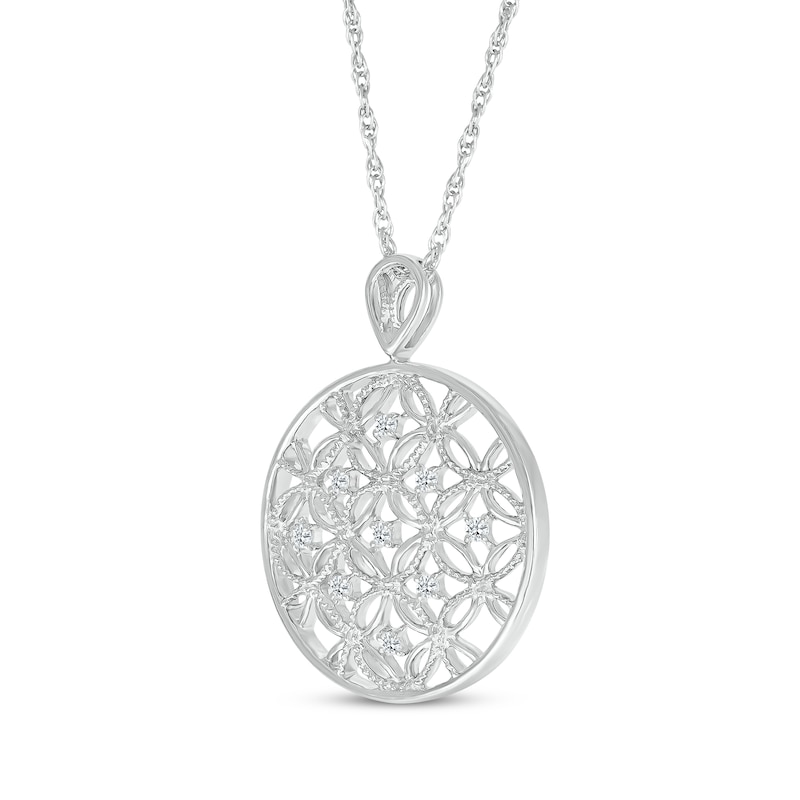 Diamond Circles Medallion Necklace 1/4 ct tw Sterling Silver 18"