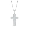 Thumbnail Image 1 of Multi-Diamond Cobblestone Cross Necklace 5/8 ct tw 10K White Gold 18&quot;