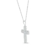 Thumbnail Image 2 of Multi-Diamond Cobblestone Cross Necklace 5/8 ct tw 10K White Gold 18&quot;