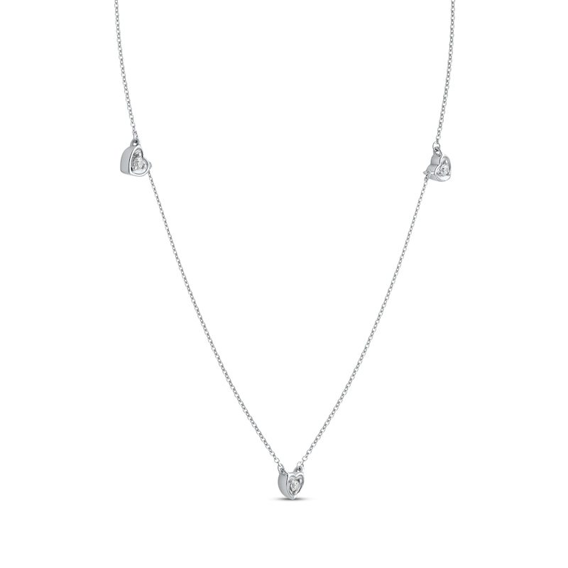 Main Image 2 of Diamond Heart Stations Necklace 1/10 ct tw 10K White Gold 18&quot;